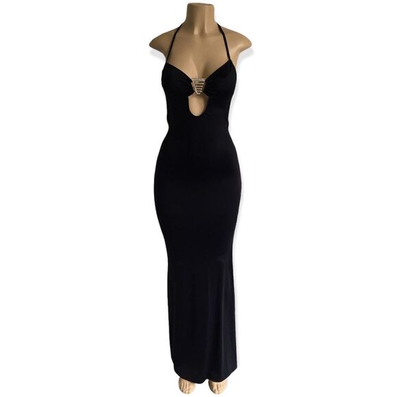 🔃Luxury Sexy Exotic Glamorous Black Evening Dress Gown - Picture 1 of 9